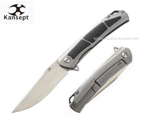 Kansept Sprite Flipper Framelock Knife, CPM S35VN, Titanium/Carbon Fiber, K1003A1 - Click Image to Close