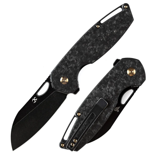 Kansept Model 6 Flipper Folding Knife, CPM 20CV Black, Carbon Fiber Shred, K1022A6