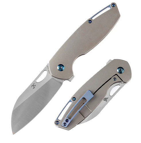 Kansept Model 6 Flipper Framelock Knife, CPM S35VN Satin, Titanium Bronze Ano, K1022B5