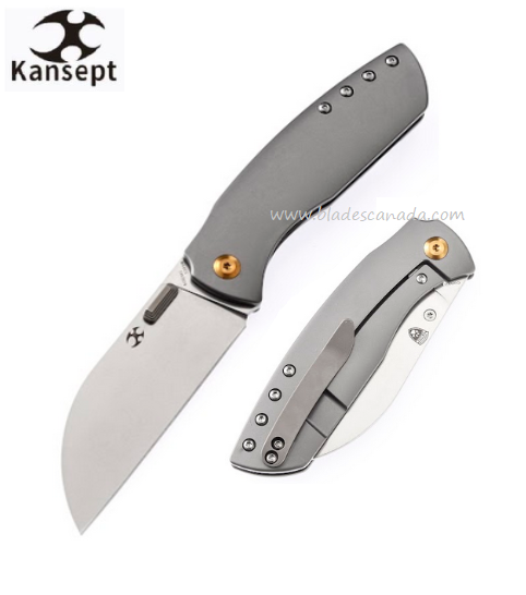 Kansept Convict Framelock Folding Knife, CPM S35VN, Titanium Grey, K1023A1