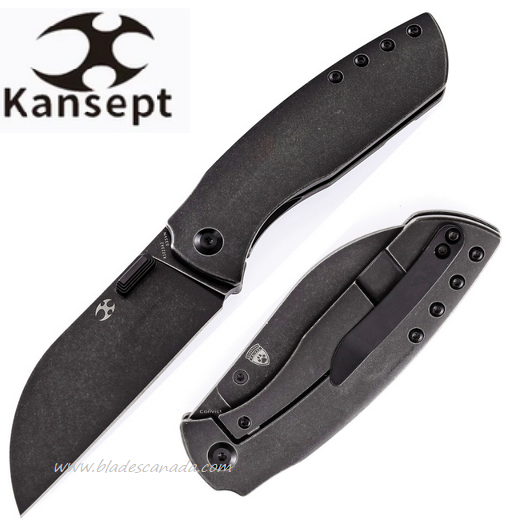 Kansept Convict Framelock Folding Knife, CPM S35VN, Titanium Black, K1023A2