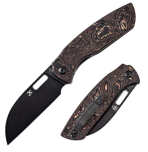 Kansept Convict Folding Knife, CPM 20CV Black, Carbon Fiber Copper, K1023A4