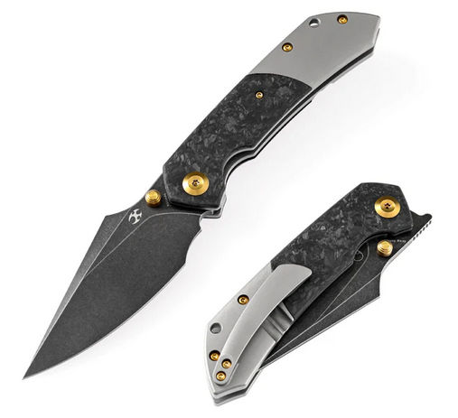 Kansept Fenrir Flipper Folding KNife, CPM S35VN Black, Titanium/Carbon Fiber, K1034A1