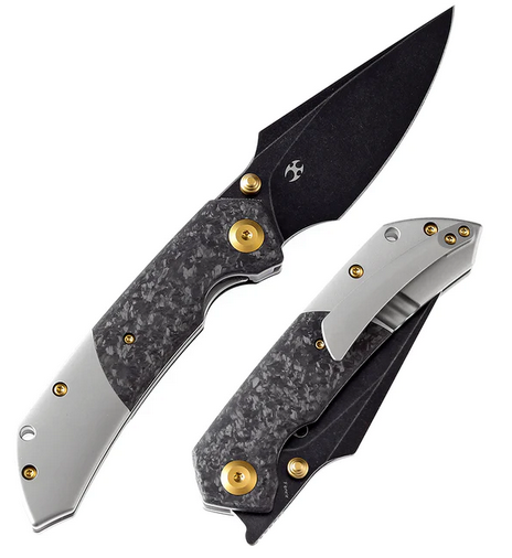 Kansept Fenrir Left Handed Flipper Folding Knife, CPM S35VN, Titanium/Carbon Fiber Shred, K1034L1