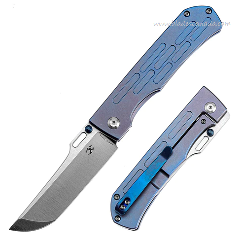 Kansept Reedus Framelock Folding Knife, CPM S35VN Satin, Titanium Blue, 1041A5