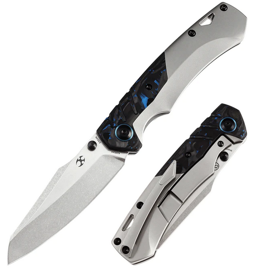 Kansept Weim Framelock Folding Knife, CPM S35VN, Titanium/Carbon Fiber Blue, K1051A4