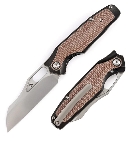 Kansept Tuckamore Framelock Folding Knife, CPM 20CV, Titanium/Micarta Brown, K1052A4