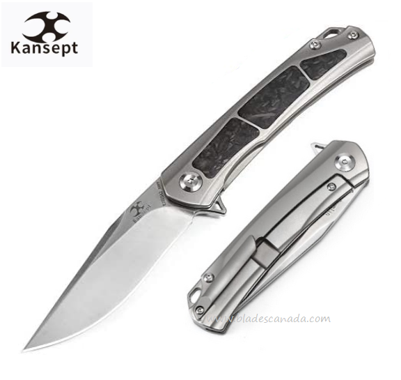 Kansept Gremlin Flipper Framelock Knife, CPM S35VN, Titanium/Carbon Fiber, K2003A2