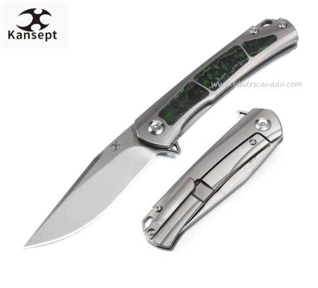 Kansept Gremlin Flipper Framelock Knife, CPM S35VN, Titanium/Carbon Fiber,K2003A5