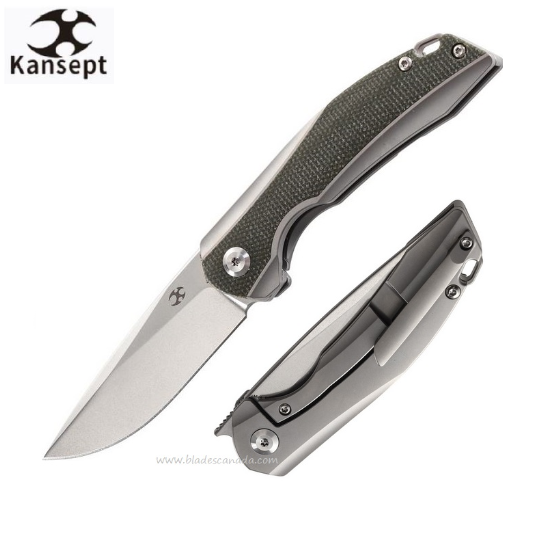 Kansept Mini Accipiter Framelock Flipper Knife, CPM S35VN, Titanium/Micarta, K2007A1