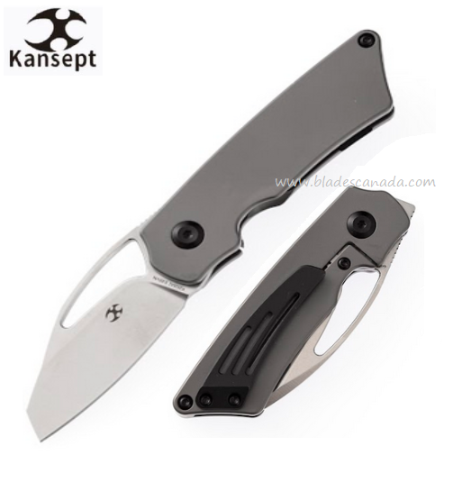 Kansept Goblin Framelock Flipper Knife, CPM S35VN, Titanium Grey, K2016A1