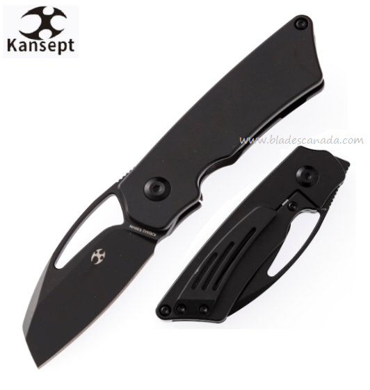 Kansept Goblin Framelock Flipper Knife, CPM S35VN, Titanium Black, K2016A2