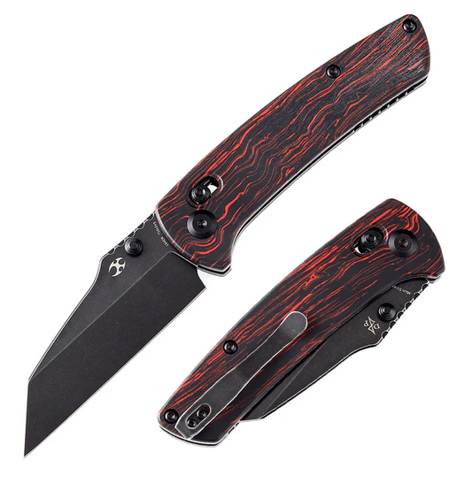 Kansept Main Street Crossbar Lock Folding Knife, 154CM Black, G-Mascus Red, T1015V5