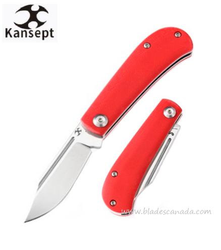 Kansept Bevy Slip Joint Folding Knife, 154CM, G10 Red, T2026S2