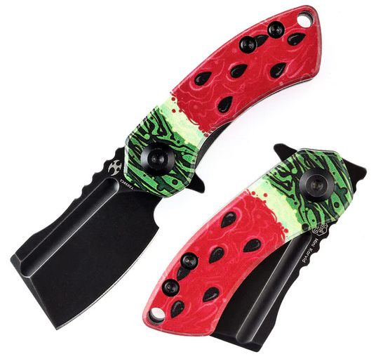 Kansept Mini Korvid Flipper Folding Knife, 154CM Black, G10 Jade w/Watermelon Print, T3030C1