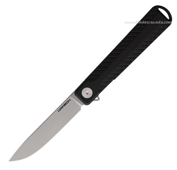 Karbon Beatnik Flippr Framelock Knife, 14C28N, Aluminum Black, KARB111
