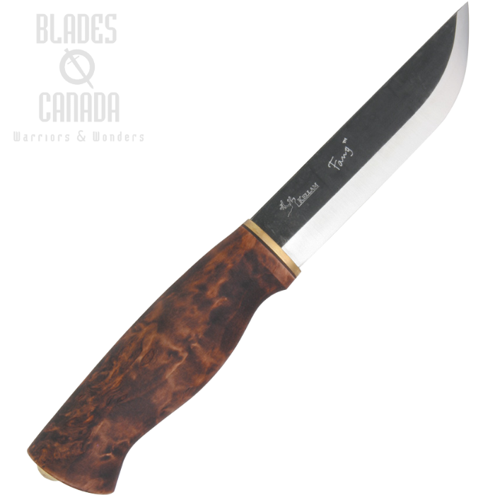 (image for) Kellam WP5 Fang Fixed Blade Knife, Curly Birch, Leather Sheath