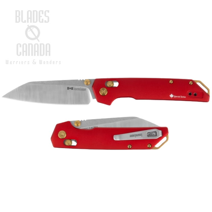 Kershaw Iridium DuraLock Folding Knife, 20CV Satin Reverse Tanto, Aluminium Red PVD, K2038RRD