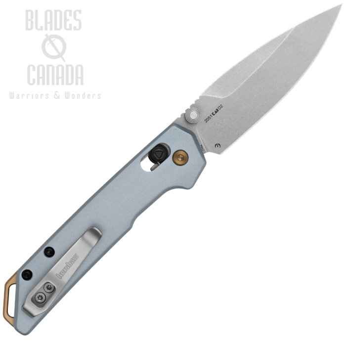 (image for) Kershaw Mini Iridium Folding Knife, D2 Stonewash, Aluminum Ice Blue, 2051