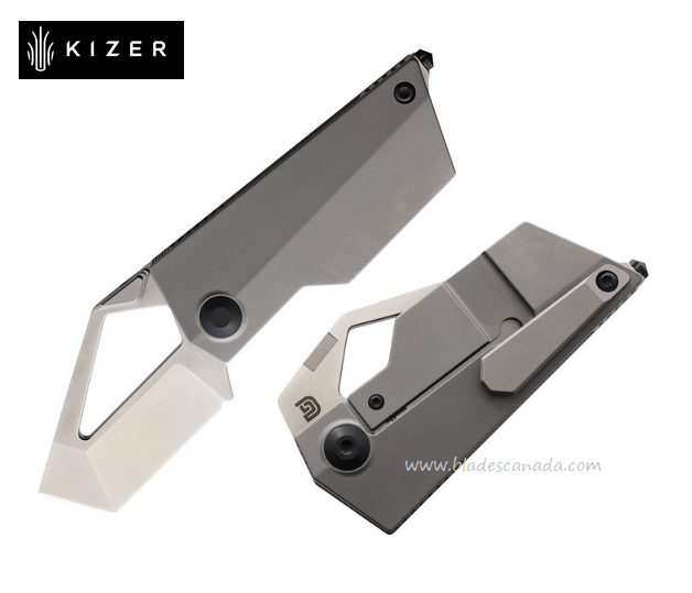Kizer Cyber Blade Folding Knife, CPM S35VN, Titanium, 2563A1