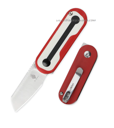 Kizer Azo/Liz Mini Bay Slipjoint Folding Knife, S35VN Satin, G10 Red/White, 2583A2