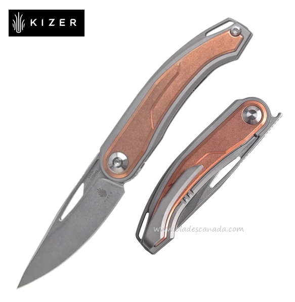 Kizer Apus Flipper Framelock Knife, CPM S35VN, Titanium/Copper, 3554A2