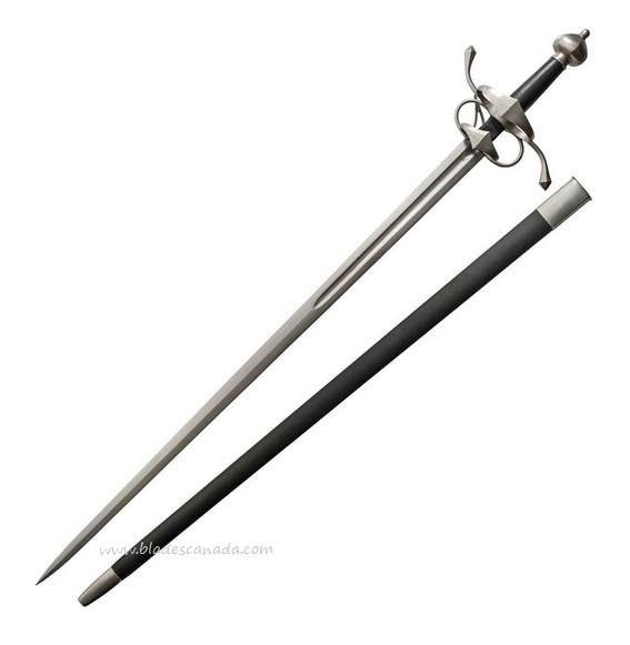 Kingston Arms Renaissance Side Sword, Carbon Stainless, Leather Wrapped Handle, Wood Scabbard, KIN22030