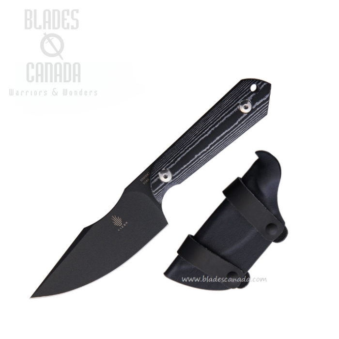 Kizer Harpoon Fixed Blade Knife, D2 Black, Micarta Black/White, Kydex Sheath, 1040