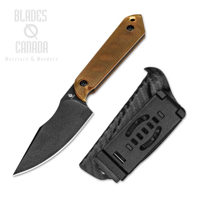 Kizer Harpoon Mini Fixed Blade Knife, CPM 3V Black, PEI Handle, Carbon Fiber Neck Sheath, KI1040S5