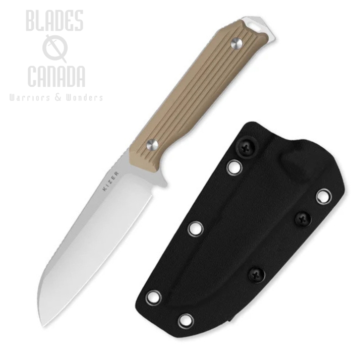 Kizer Begleiter Fixed Blade Knife, AEB-L SW, G10 Brown, 1045MS2