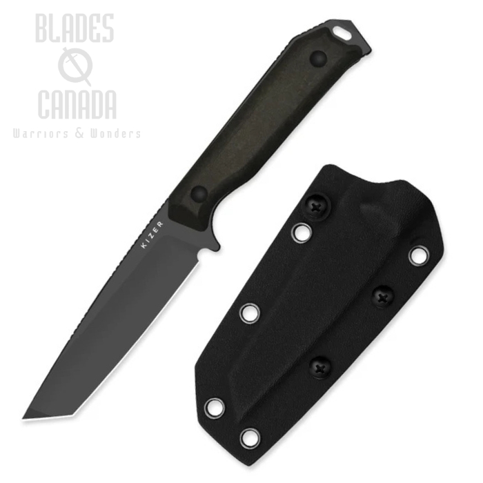 Kizer Begleiter Fixed Blade Knife, 3V Black, Richlite Chocolate Glacier, 1045MT1