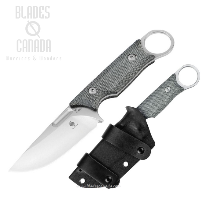 Kizer Cabox Fixed Blade Knife, D2 Satin, Micarta Black, Kydex Sheath, KI1048A1
