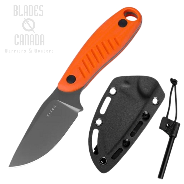 Kizer Hare Fixed Blade Knife, D2 Steel, G10 Handle Orange, Ki1077A1