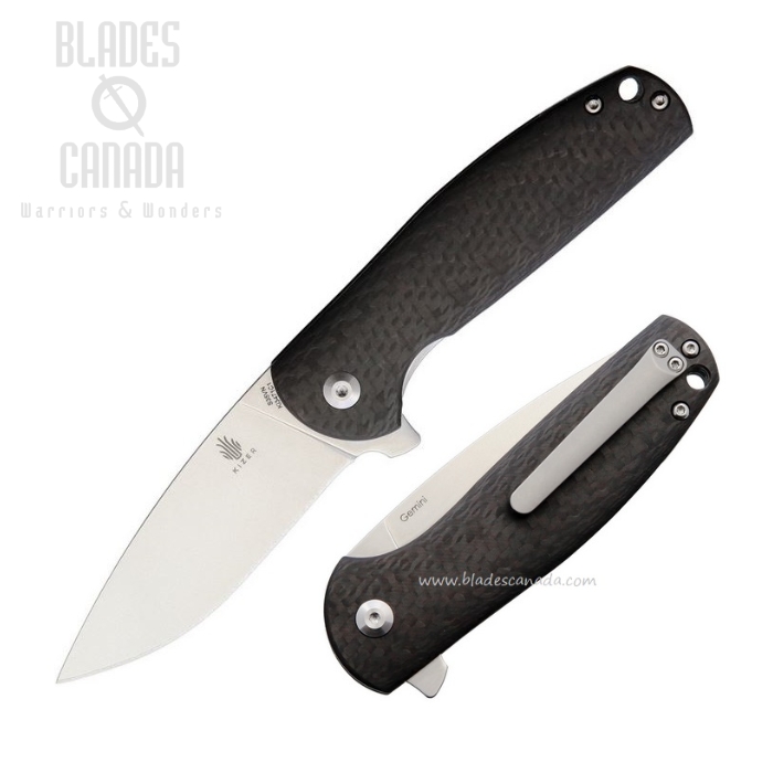 Kizer Gemini Flipper Folding Knife, S35VN Steel, Carbon Fiber, 3471C1
