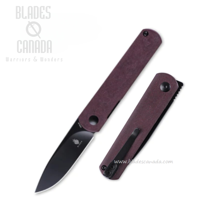 Kizer Feist Flipper Folding Knife, 4V Black, Richlite Red, 3499R3