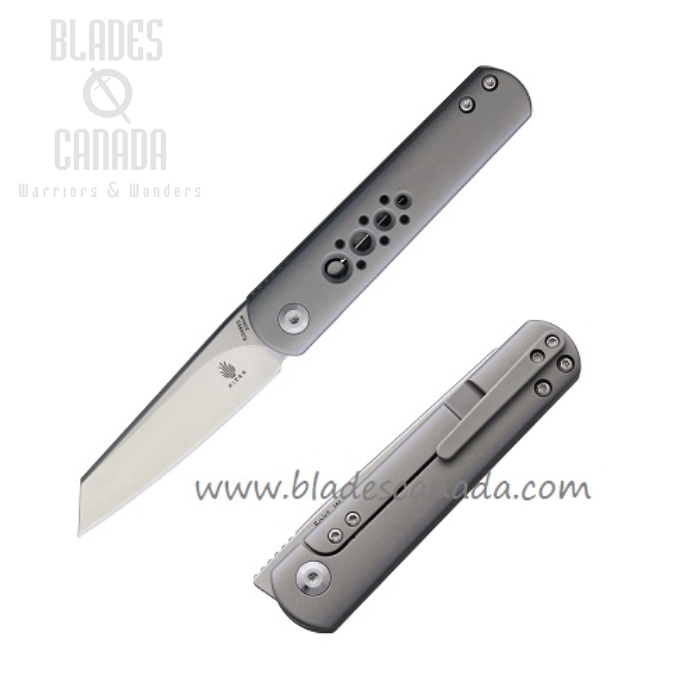Kizer Feist Framelock Folding Knife, S35VN Reverse Tanto, Titanium, 3499S