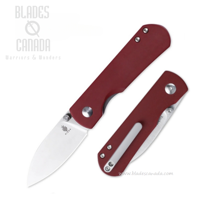 Kizer Yorkie Folding Knife, M390, Micarta Red, 3525S1