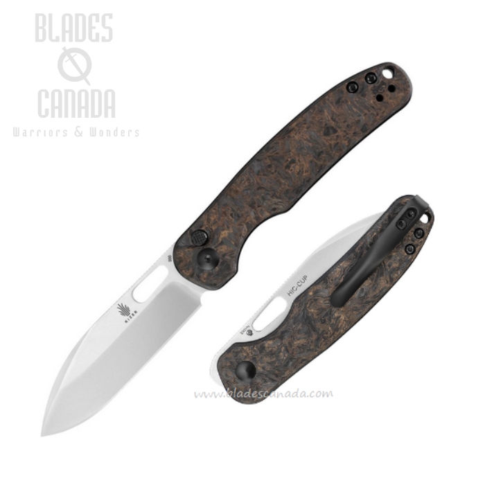 Kizer Azo HIC-CUP Button Lock Folding Knife, S35VN, Fatcarbon, 3606A1