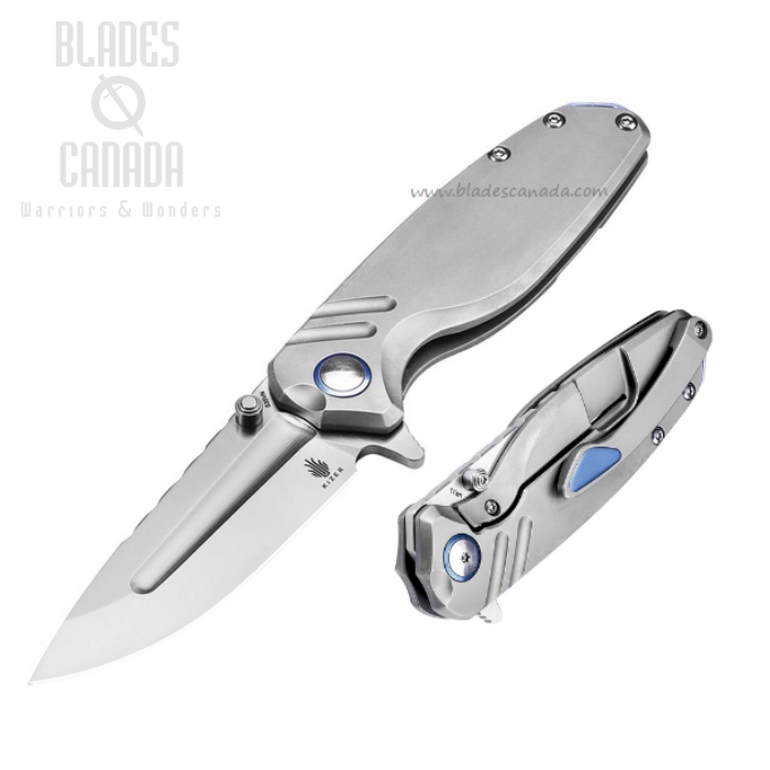 Kizer Ti'an Flipper Framelock Knife, S35VN Satin, Titanium Grey, 3624A1