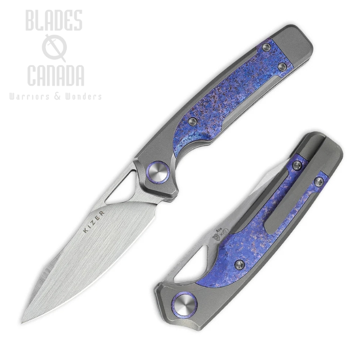 Kizer Ara Folding Knife, S45VN Hand Brushed, Titanium/Ti Purple Snowflake, 3729A3
