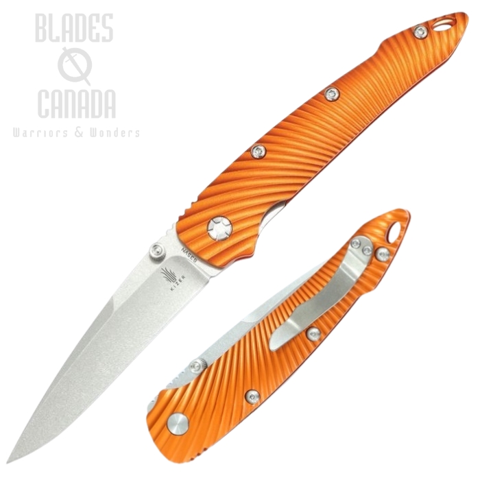 Kizer 4419A1 Folding Knife, S35VN Stonewash, Aluminum Orange, 4419A1