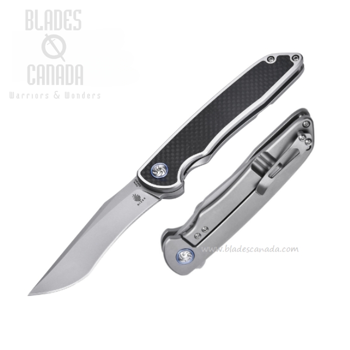 Kizer Matanzas Flipper Framelock Knife, CPM S35VN Recurve, Titanium/CF, 4510A2