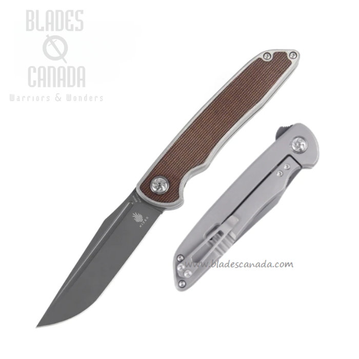 Kizer Matanzas Flipper Framelock Knife, CPM S35VN Black, Titanium/Micarta, KI4510A3