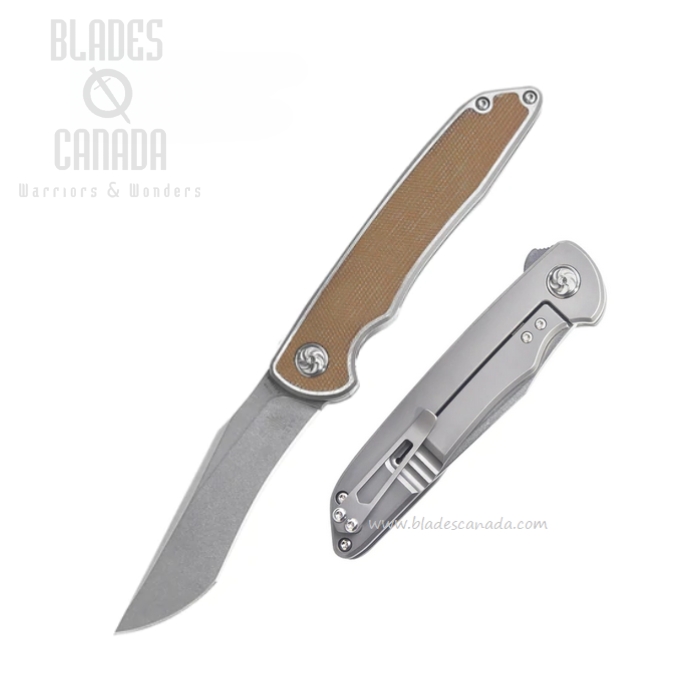 Kizer Matanzas Flipper Framelock Knife, CPM S35VN Recurve, Titanium/Micarta, 4510A4