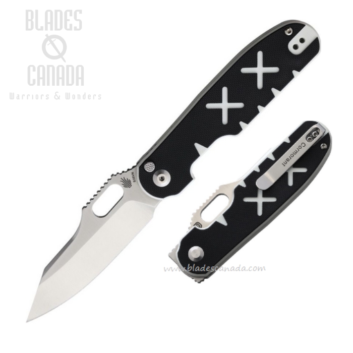 Kizer Cormorant Button Lock Folding Knife, S35VN Satin, G10 Black/White, KI4562