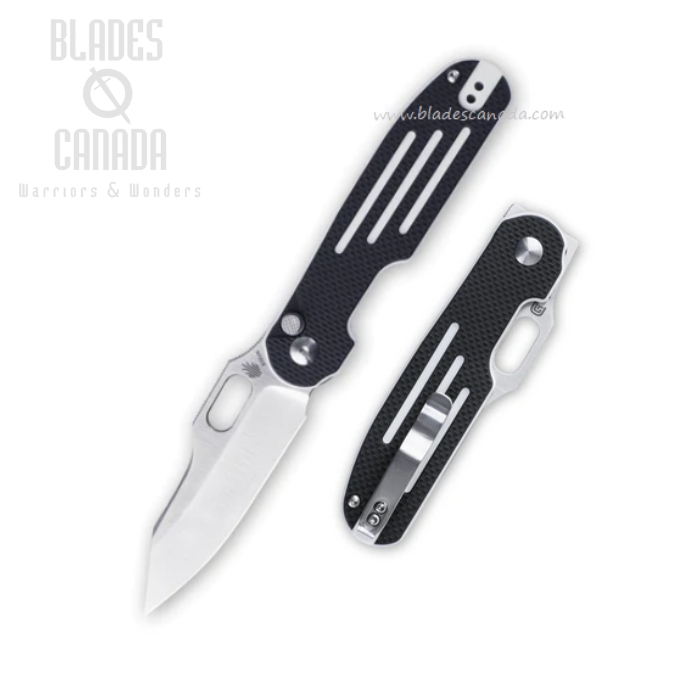 Kizer Cormorant Flipper Button Lock Folding Knife, S35VN Satin, G10 Black/White, 4562A2
