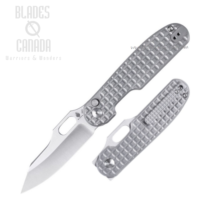 Kizer Cormorant Button Lock Folding Knife, CPM 20CV, Titanium Sculpted, 4562A4