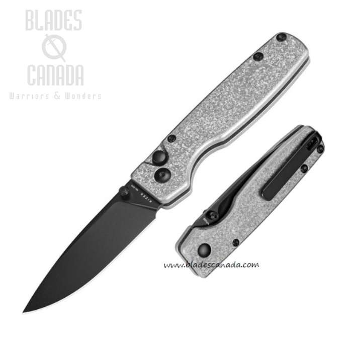 Kizer Original XL Button Lock Folding Knife, S35VN Black, Titanium Gray, 4605A2