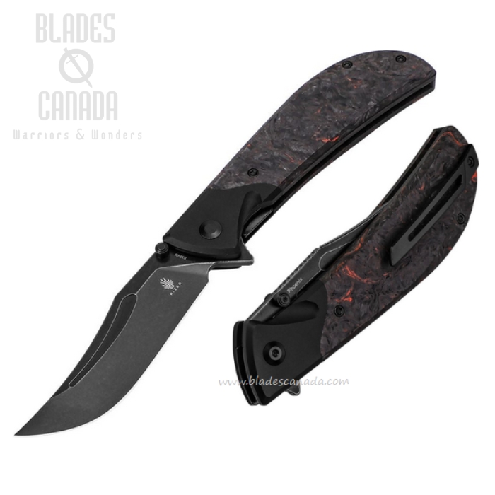 Kizer Phoenix Flipper Folding Knife, S35VN Black SW, Aluminum/Carbon Fiber, KI4647A1