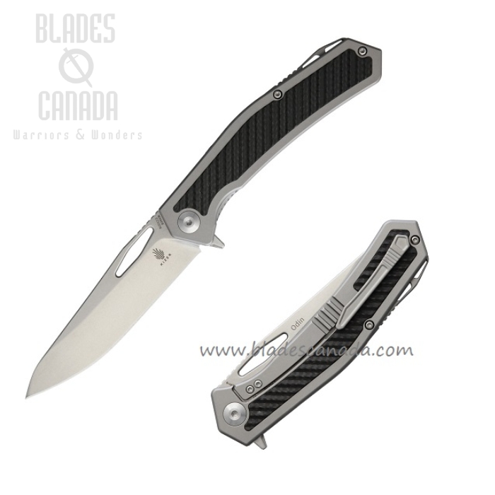 Kizer Odin Flipper Framelock Knife, S35VN, Titanium/Carbon Fiber, 5523
